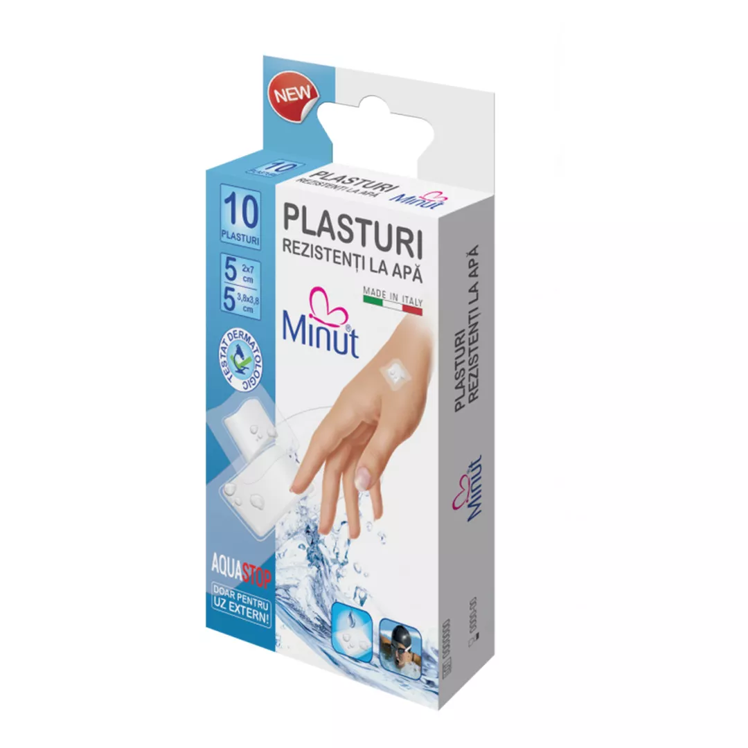 Plasturi rezistenti la apa, 10 bucati, Minut, [],farmaciabajan.ro