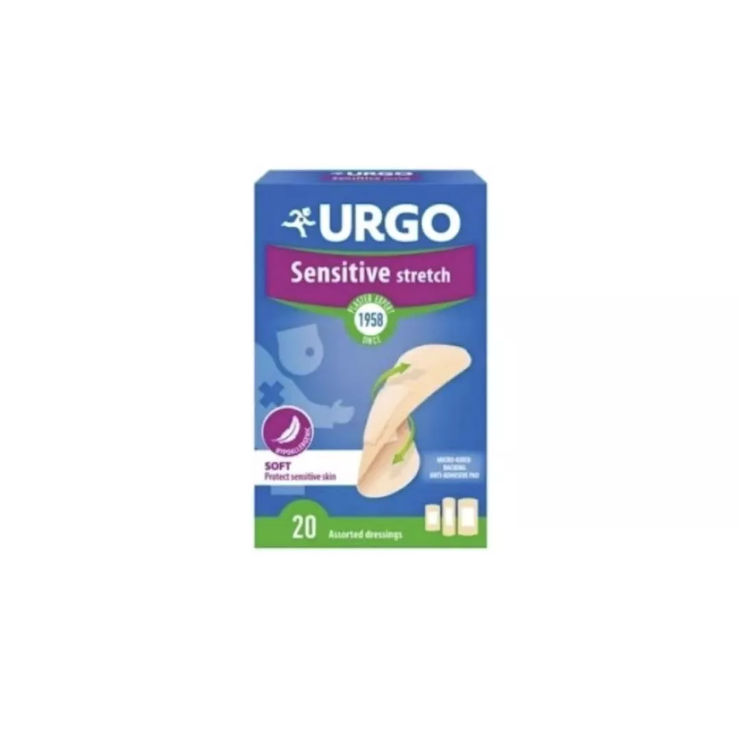 Plasturi sensitive stretch, 20 bucati, Urgo, [],farmaciabajan.ro
