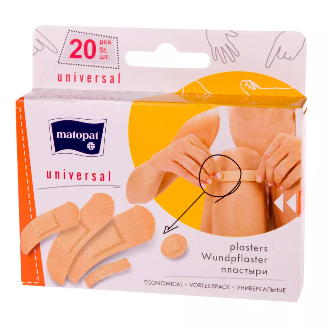 Plasturi universali cu pansament, 20 bucati, Matopat, [],farmaciabajan.ro