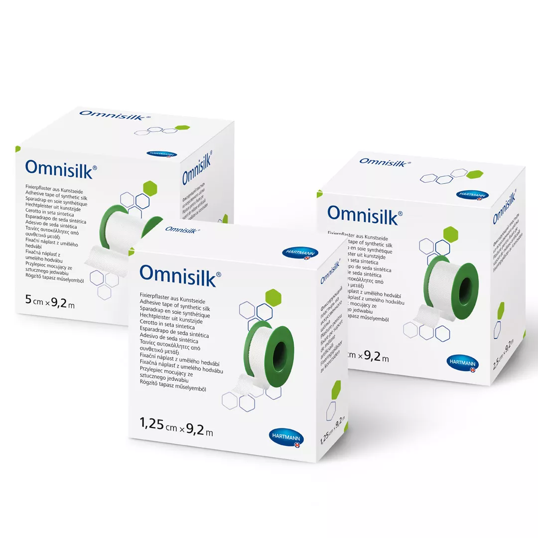Plasturi din matase sintetica alba, Omnisilk, 1,25 cm x 9,2 m, Hartmann, [],farmaciabajan.ro