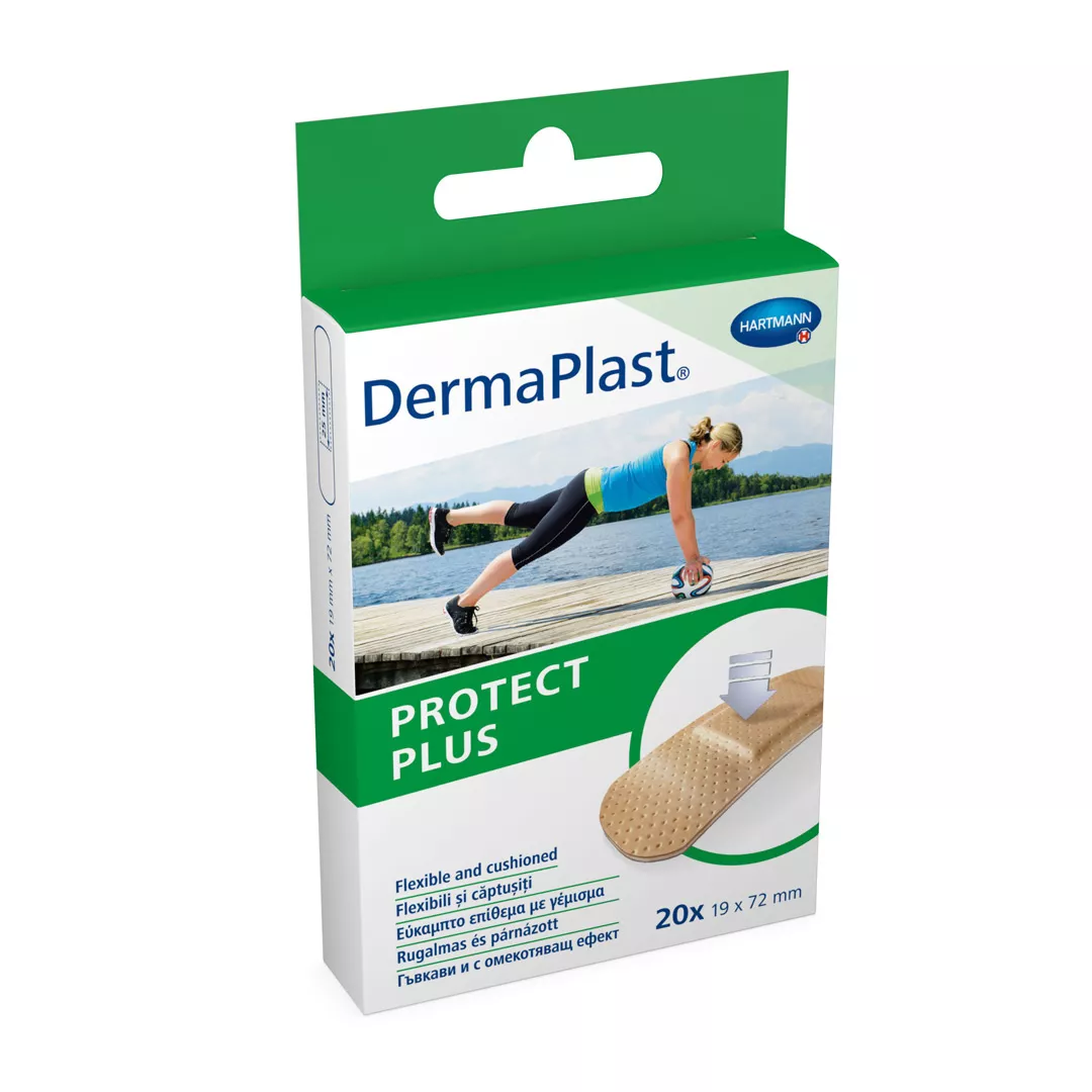 Plasturi hipoalergeni, captusiti, DermaPlast Protect Plus, 20 bucati, Hartmann, [],farmaciabajan.ro