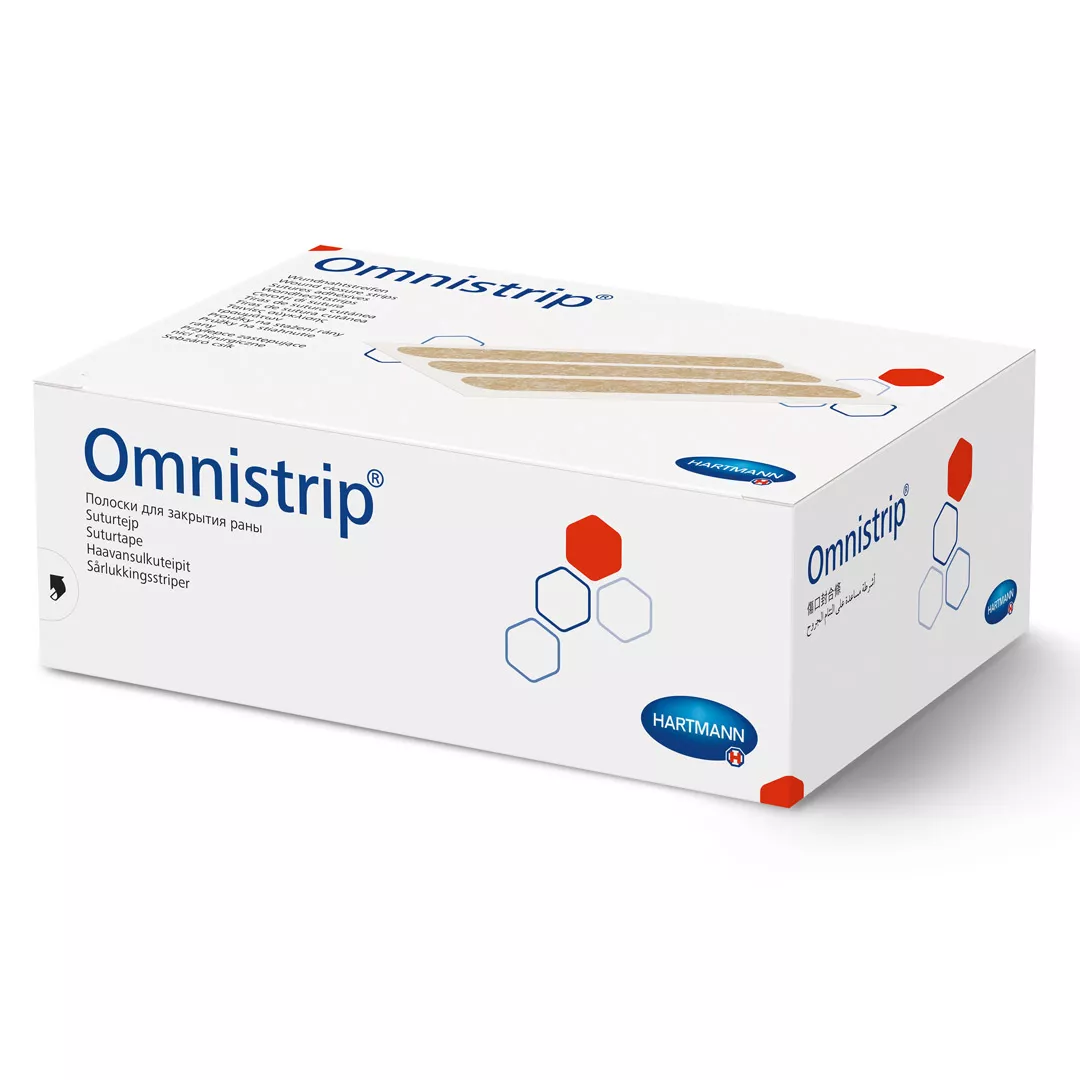 Plasturi pentru inlocuirea suturilor chirurgicale, Omnistrip, 6 x 76 mm, 1 cutie/50 bucati, 50 x 3 benzi,Hartmann, [],farmaciabajan.ro