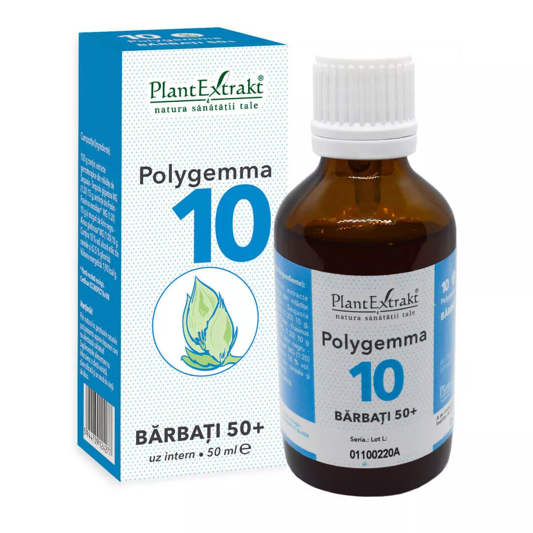 Polygemma 10, Barbati 50+, 50 ml, Plant Extrakt, [],https:farmaciabajan.ro