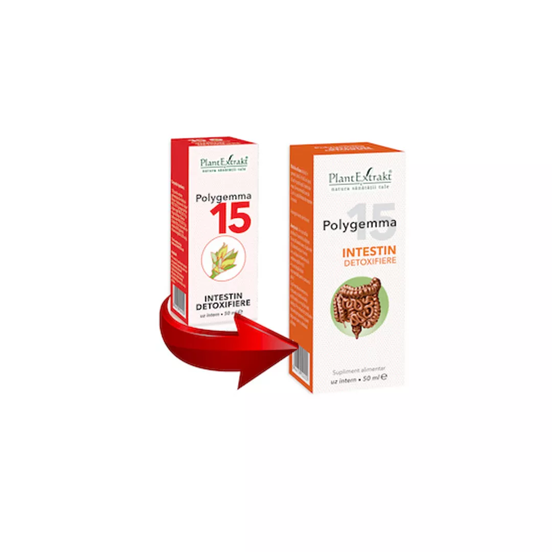 Polygemma 15, Intestin detoxifiere, 50 ml, Plant Extrakt, [],farmaciabajan.ro