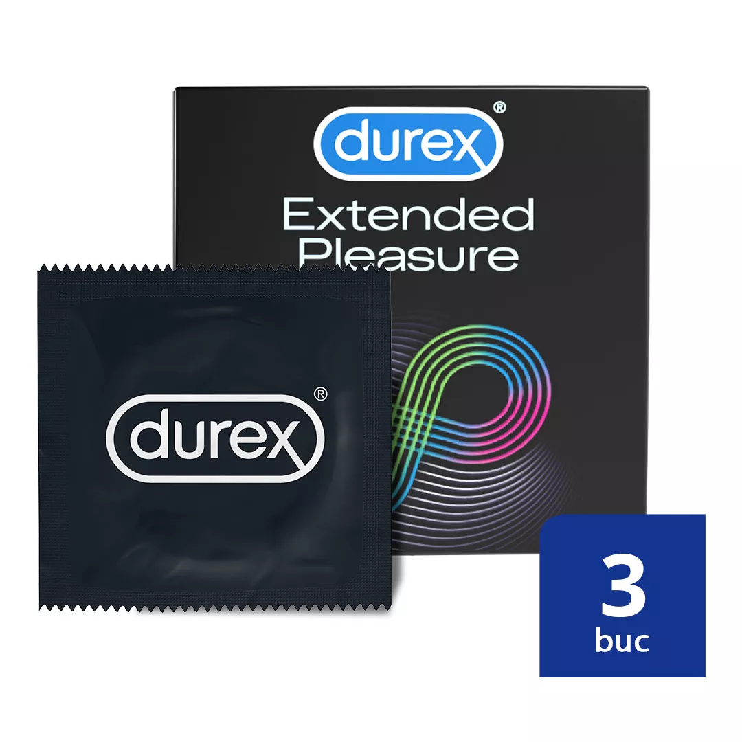 Prezervative Extended Pleasure, 3 bucati, Durex, [],farmaciabajan.ro