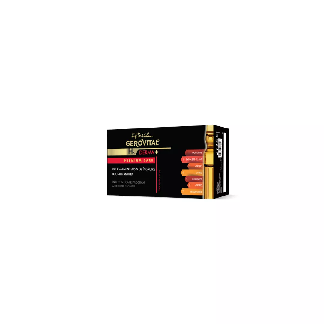 Program Intensiv de Ingrijire Premium Care, H3 Derma+ , 7 fiole x 2 ml, Gerovital, [],farmaciabajan.ro
