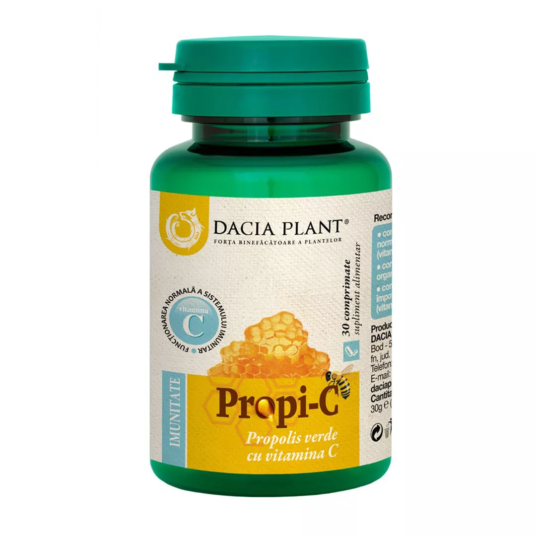 Propolis verde cu Vitamina C Propi-C, 30 comprimate, Dacia Plant, [],farmaciabajan.ro