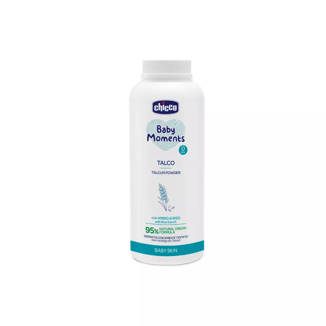 Pudra de talc dermatologica din amidon de orez Baby Moments Baby Skin 10397-9, 0 luni+, 150 g, Chicco, [],farmaciabajan.ro