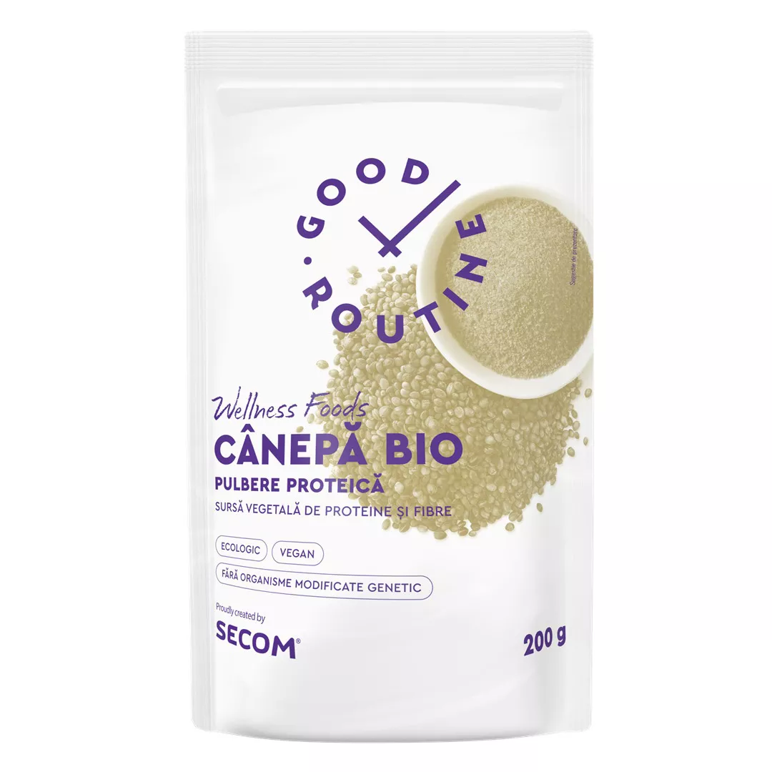 Pulbere proteica Bio de Canepa Good Routine, 200 g, Secom, [],farmaciabajan.ro