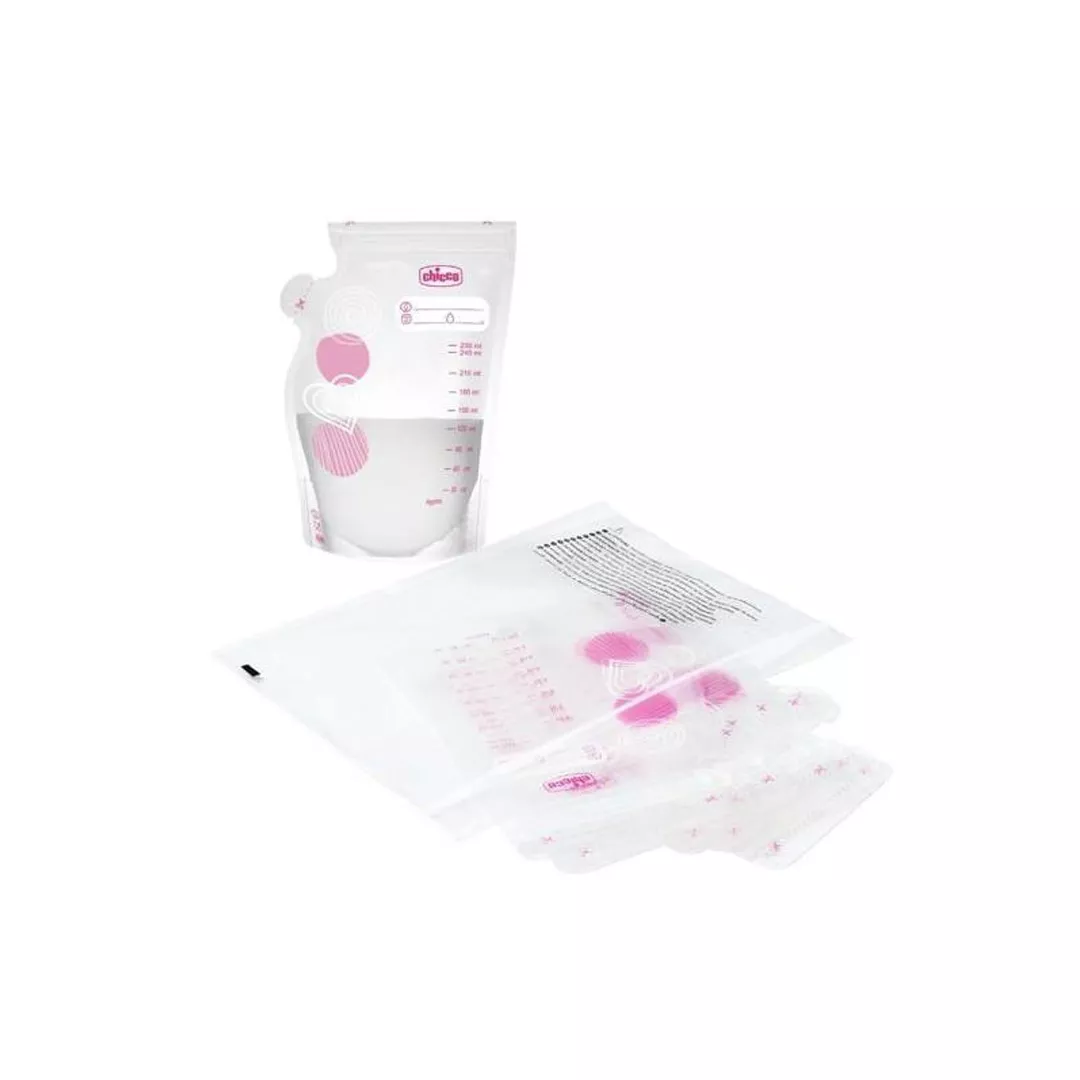 Pungi de depozitare a laptelui, Gradat, 30 bucati, Transparent/Roz, Chicco, [],farmaciabajan.ro