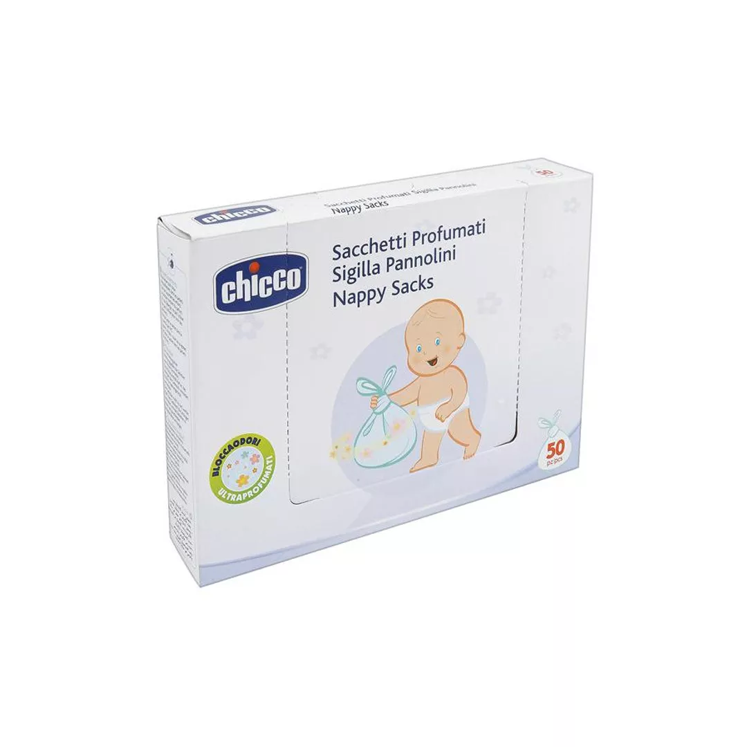 Pungi parfumate si sigilate pentru scutece folosite, 0 luni+, 50 bucati, Chicco, [],farmaciabajan.ro