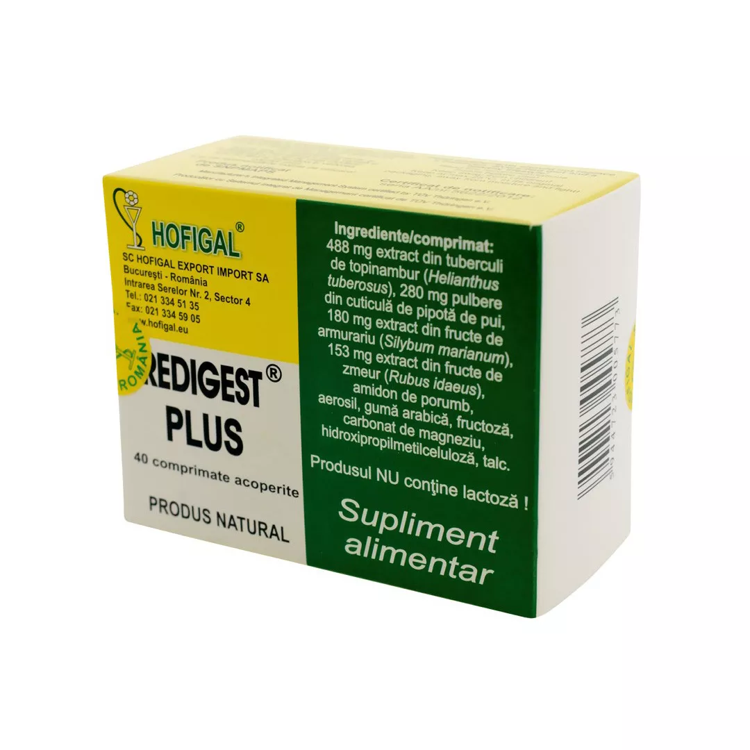 Redigest Plus, 40 comprimate, Hofigal, [],https:farmaciabajan.ro