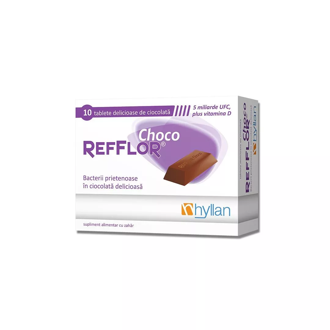 Refflor Choco, 10 tablete, Hyllan, [],farmaciabajan.ro
