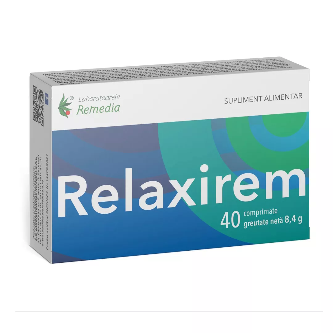 Relaxirem, 40 comprimate, Remedia, [],farmaciabajan.ro