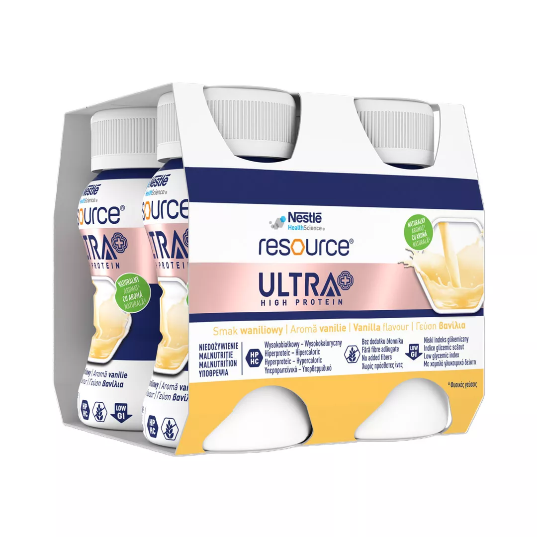 Resource Ultra+ High Protein cu aroma de vanilie, 4 x 125 ml, Nestle, [],farmaciabajan.ro