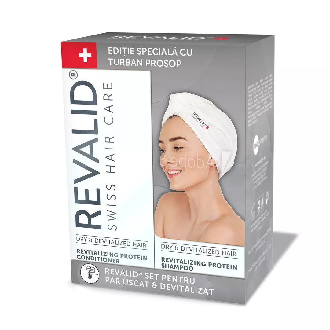 REVALID Sampon, 250ml + Balsam, 250ml + Turban prosop, [],farmaciabajan.ro