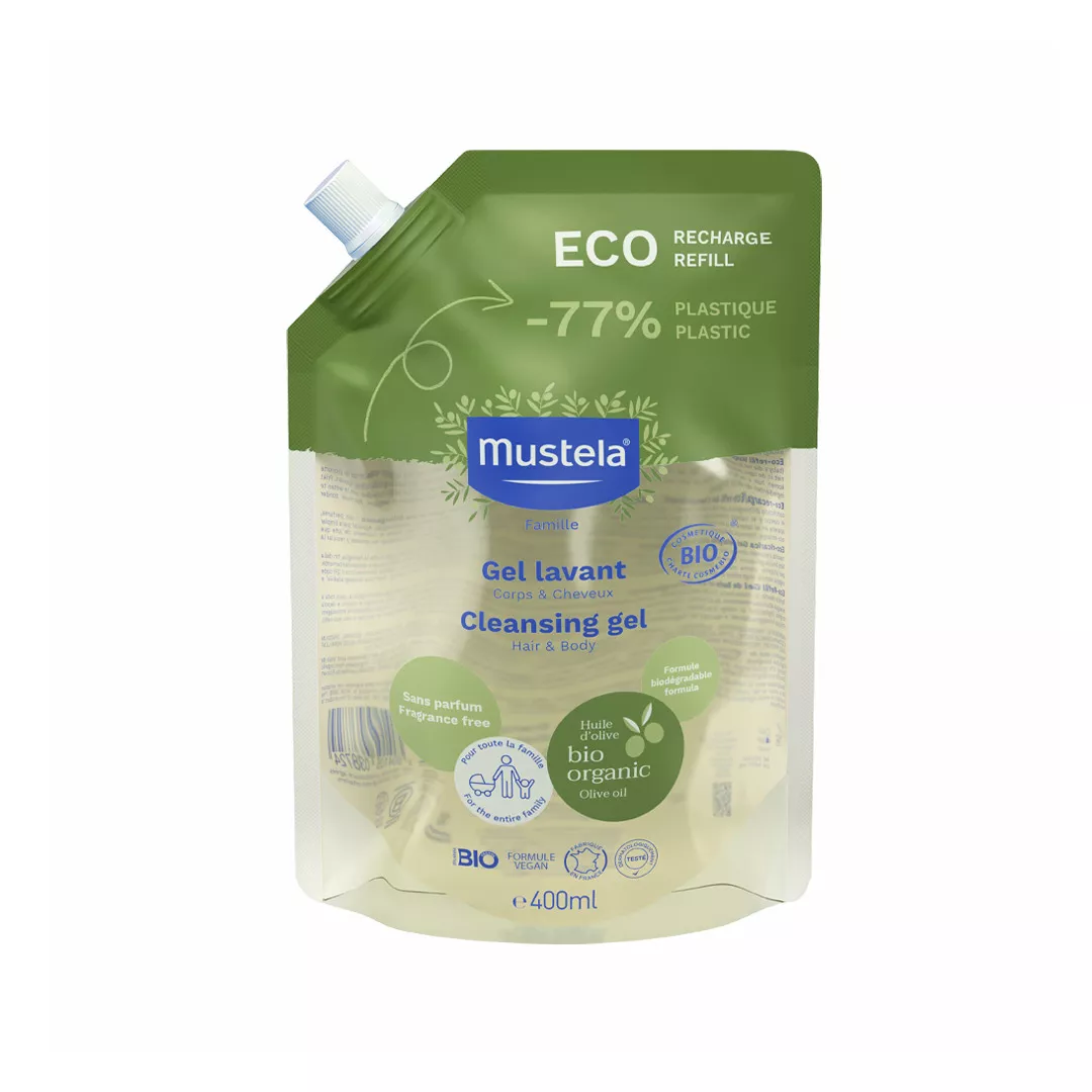 Rezerva Gel de curatare Bio pentru par si corp, 400 ml, Mustela, [],farmaciabajan.ro