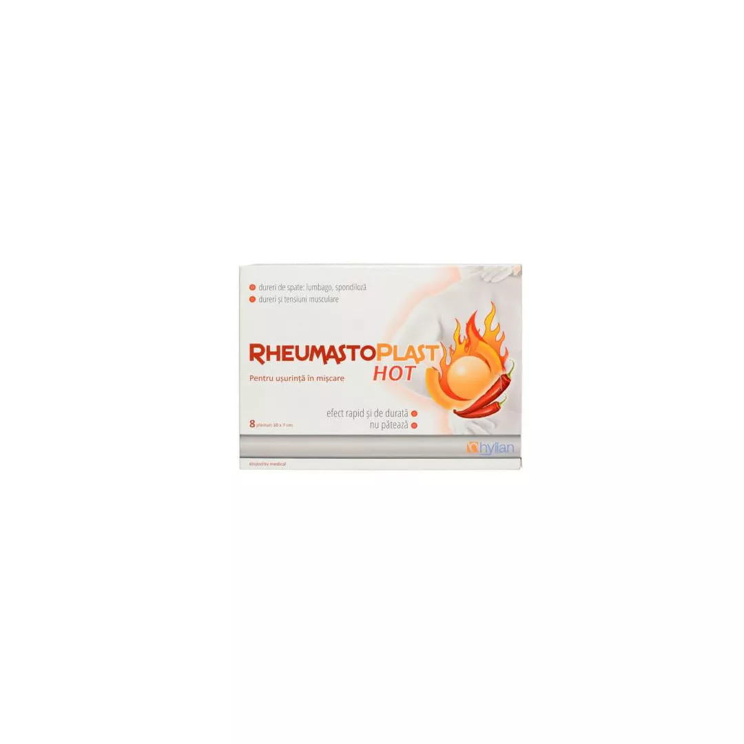 Rheumastoplast Hot, 8 plasturi, Hyllan, [],farmaciabajan.ro