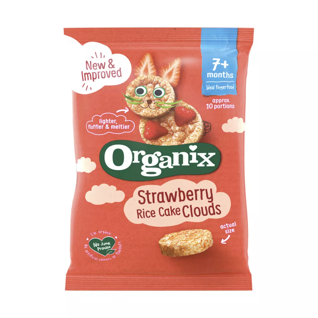 Rondele ecologice, , din orez cu capsuni, de la 7 luni, 40 g, Organix, [],farmaciabajan.ro
