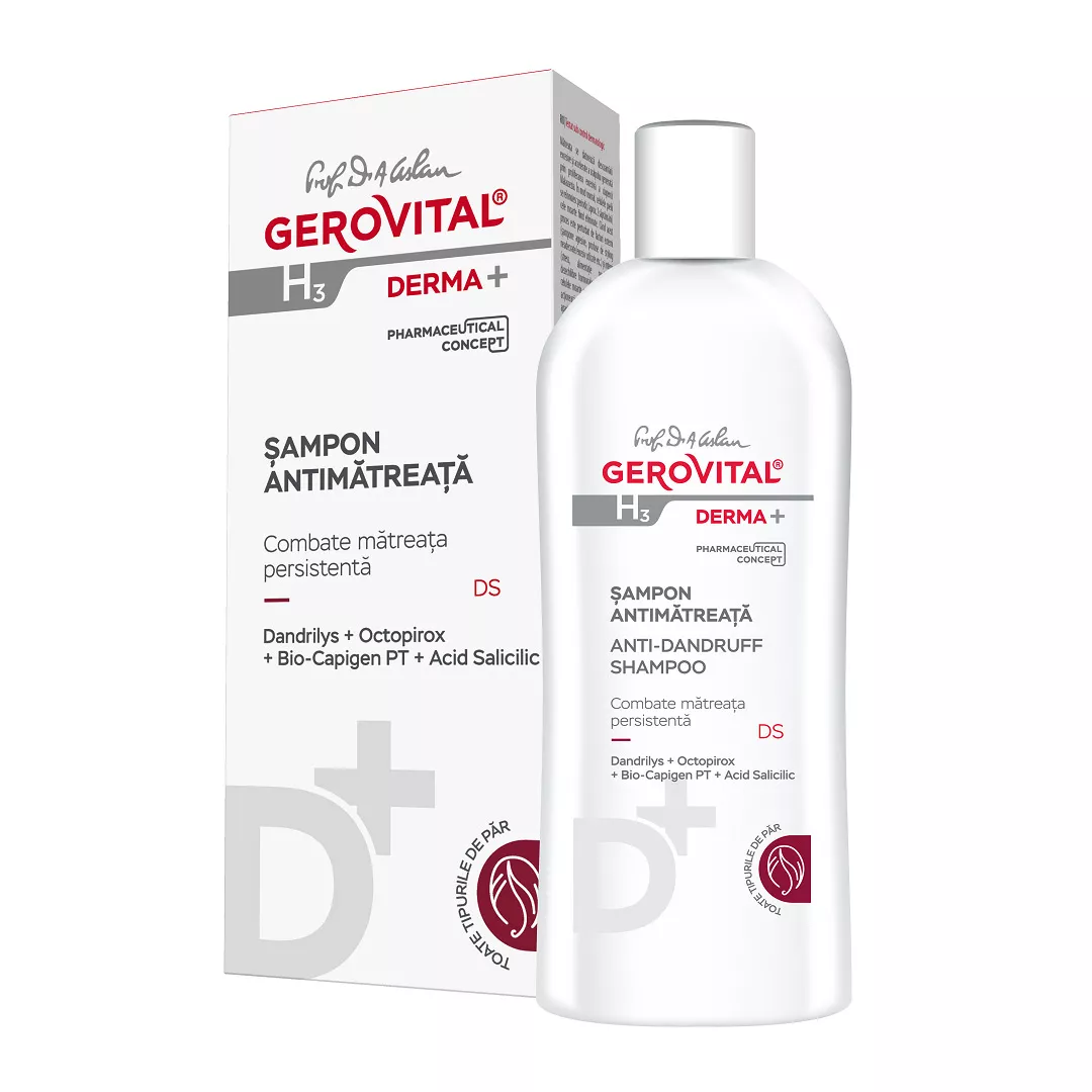 Sampon antimatreata H3 Derma+, 200 ml, Gerovital, [],farmaciabajan.ro