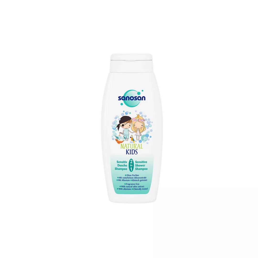 Sampon de dus sensitive 2 in 1, pentru baieti si fete, 250 ml, Sanosan Kids, [],farmaciabajan.ro