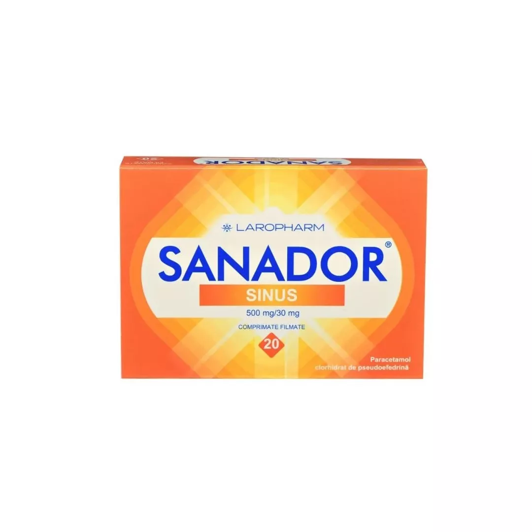 Sanador Sinus 500mg/30mg, 20 comprimate filmate, Laropharm, [],farmaciabajan.ro