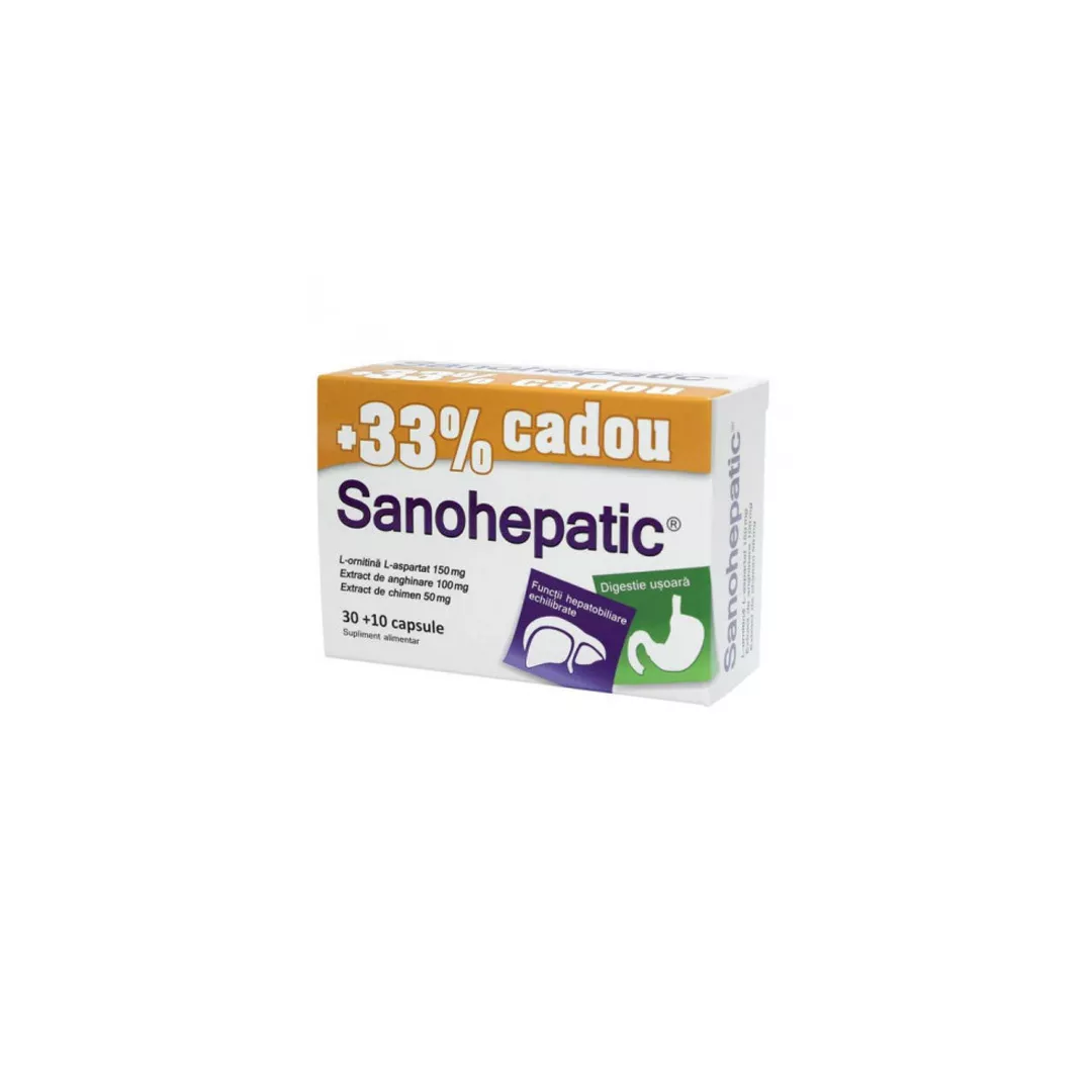 Sanohepatic 30 capsule + 10 capsule Gratuit, 33% Cadou, Zdrovit, [],farmaciabajan.ro