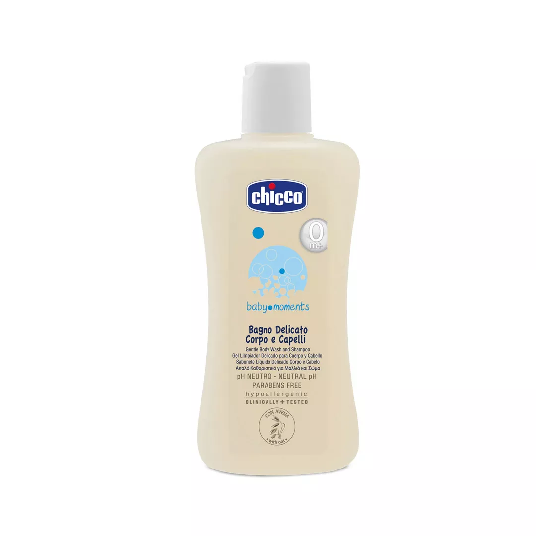 Sapun lichid si Sampon Baby Moments fara lacrimi, 200 ml, 0+, Chicco, [],farmaciabajan.ro