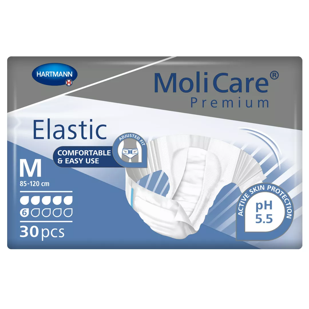 Scutece pentru incontinenta MoliCare Premium Elastic 6 picaturi, marime M, 30 bucati, Hartmann, [],https:farmaciabajan.ro