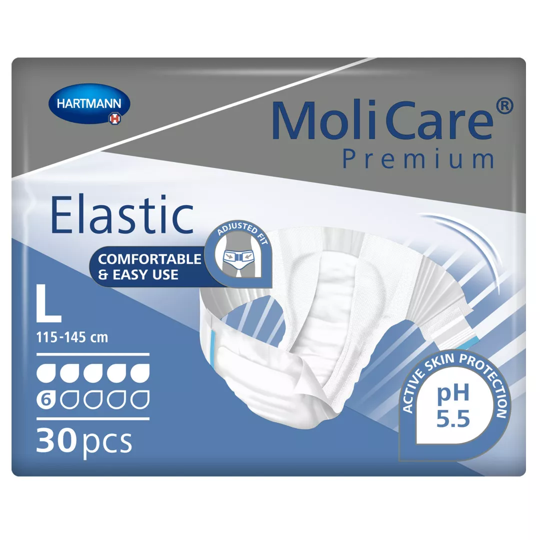 Scutece pentru incontinenta MoliCare Premium Elastic 6 picaturi, marime L, 30 bucati, Hartmann, [],farmaciabajan.ro