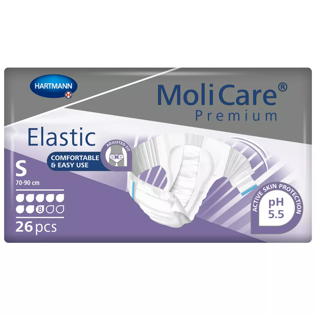 Scutece pentru incontinenta MoliCare Premium Elastic 8 picaturi, marime S, 26 bucati, Hartmann, [],farmaciabajan.ro
