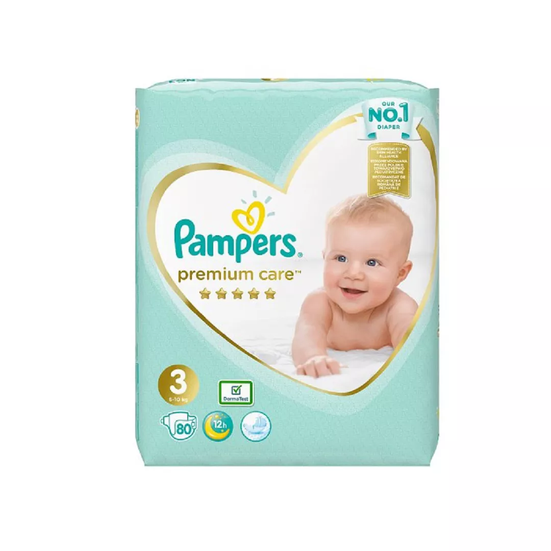 Scutece Premium Care Nr.3, 6 - 10 kg, 80 bucati, Pampers, [],farmaciabajan.ro