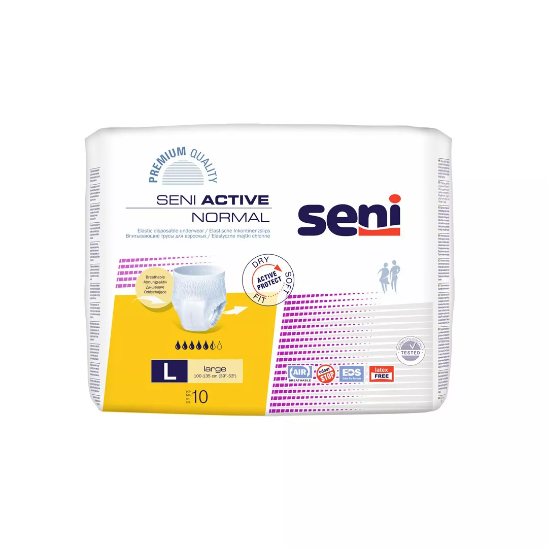 Chilot elastic absorbant, Large, 10 bucati, Seni Active Normal, [],https:farmaciabajan.ro