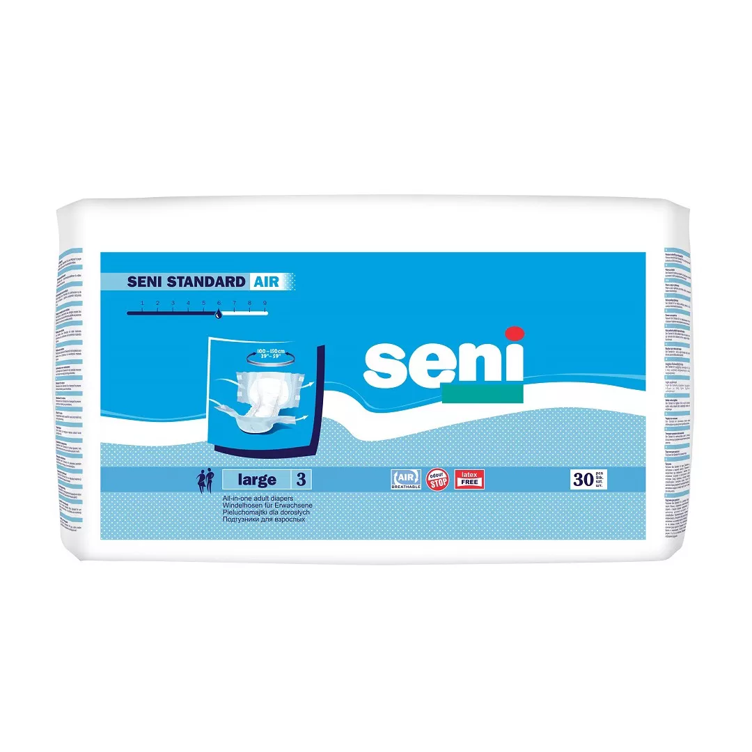 Scutece cu sistem inchis, Large, 30 bucati, Seni Standard Air, [],farmaciabajan.ro
