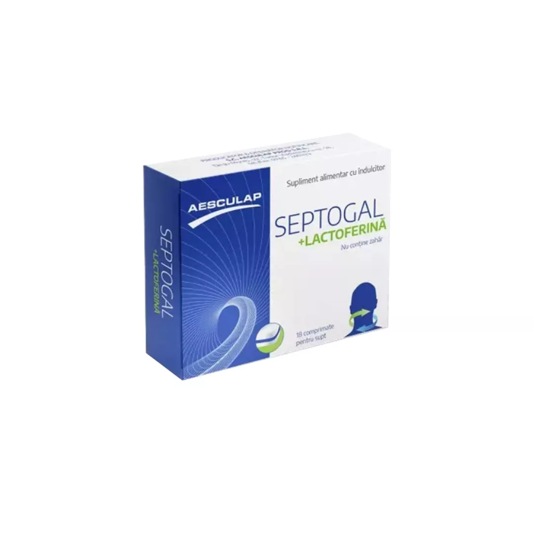 Septogal + lactoferina, 18 comprimate de supt, Aesculap, [],farmaciabajan.ro