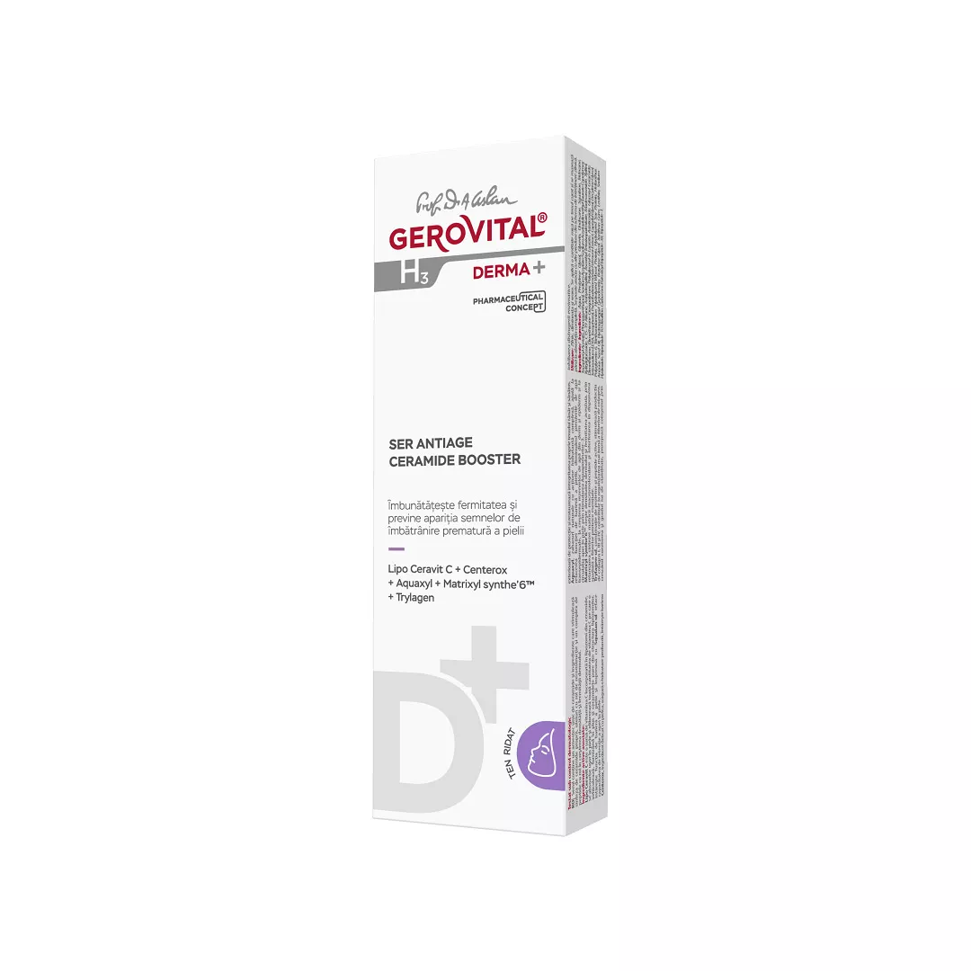 Ser antirid cu Ceramide Booster H3 Derma+, 15 ml, Gerovital, [],farmaciabajan.ro