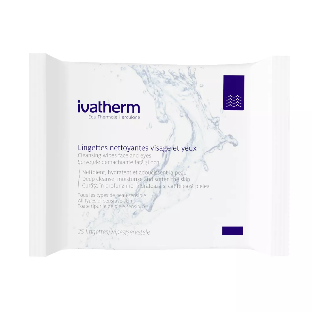 Servetele demachiante pentru fata si ochi, 25 bucati, Ivatherm, [],farmaciabajan.ro