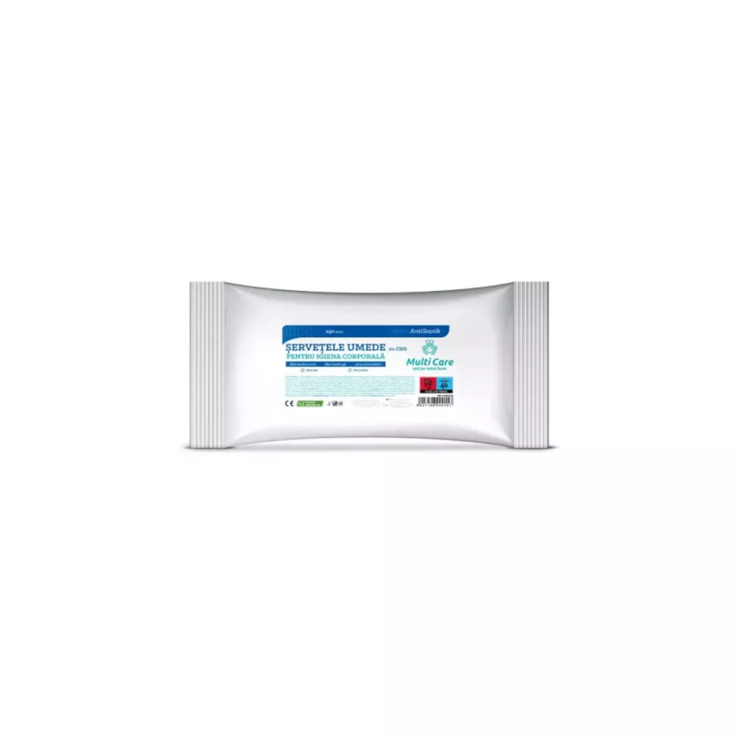 Servetele umede pentru igiena corporala 2% CHG AntiSeptik, 50 bucati, Multi Care, [],farmaciabajan.ro