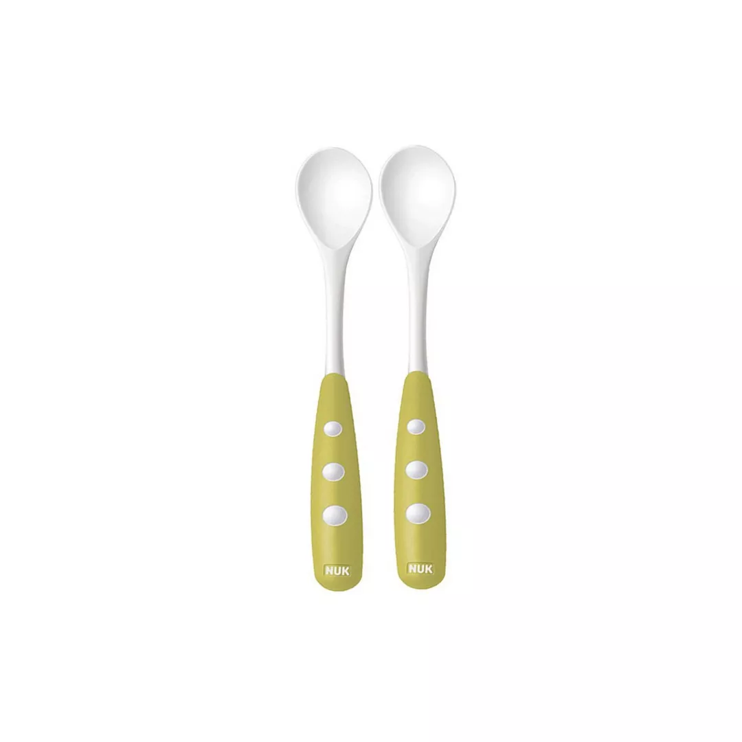 Set 2 lingurite plastic moale 6+ luni, Verde, 255053, Nuk, [],farmaciabajan.ro