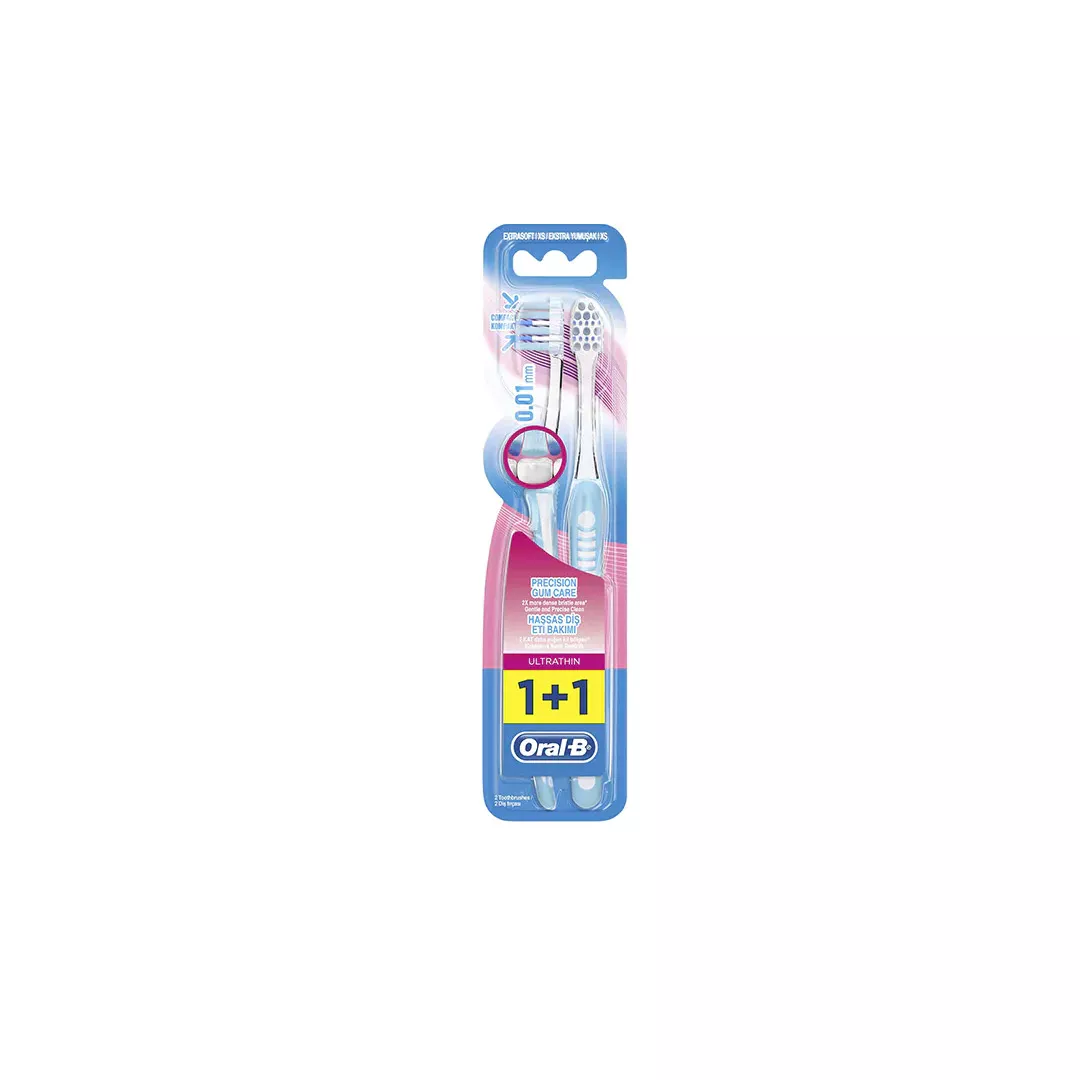 Set 2 periute ORAL-B Manual Ultrathin Precision Gum Care Extrasoft, alb-albastru, [],farmaciabajan.ro