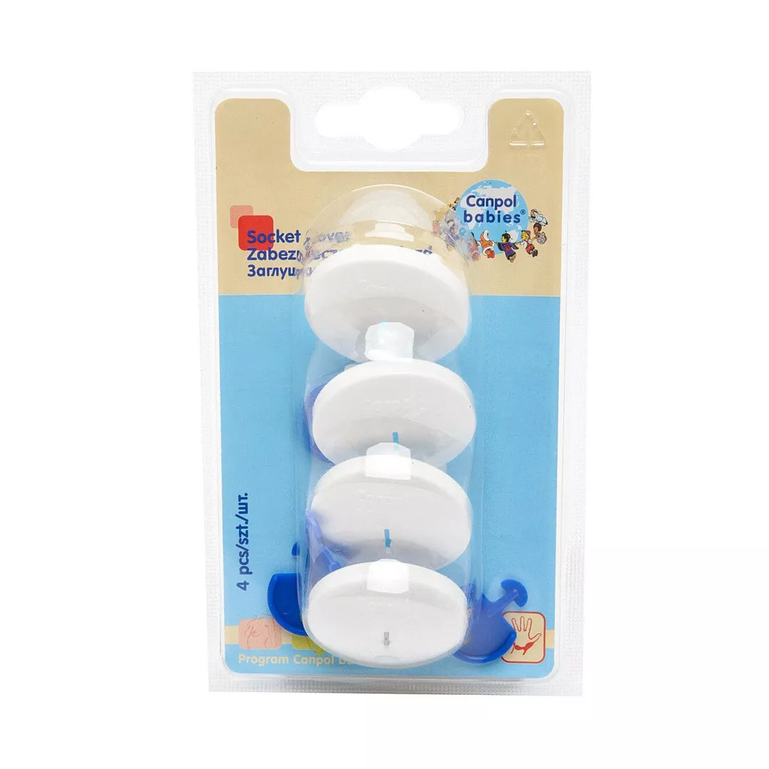Set 4 protectii pentru priza, 13/100, alb, Canpol, [],farmaciabajan.ro