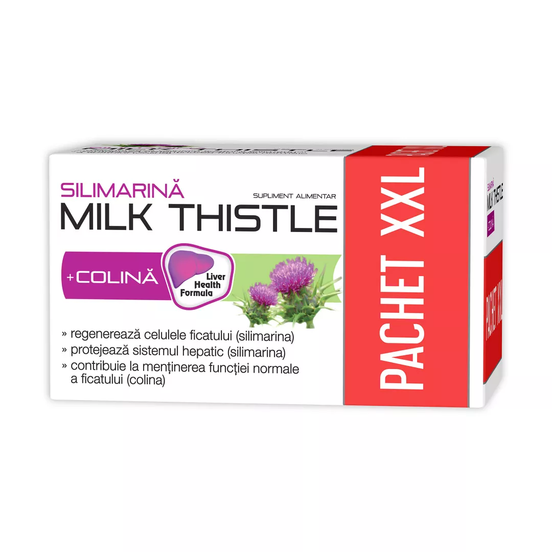 Silimarina + Colina Milk Thistle, 400 mg, 90 + 30 capsule, Zdrovit, [],farmaciabajan.ro