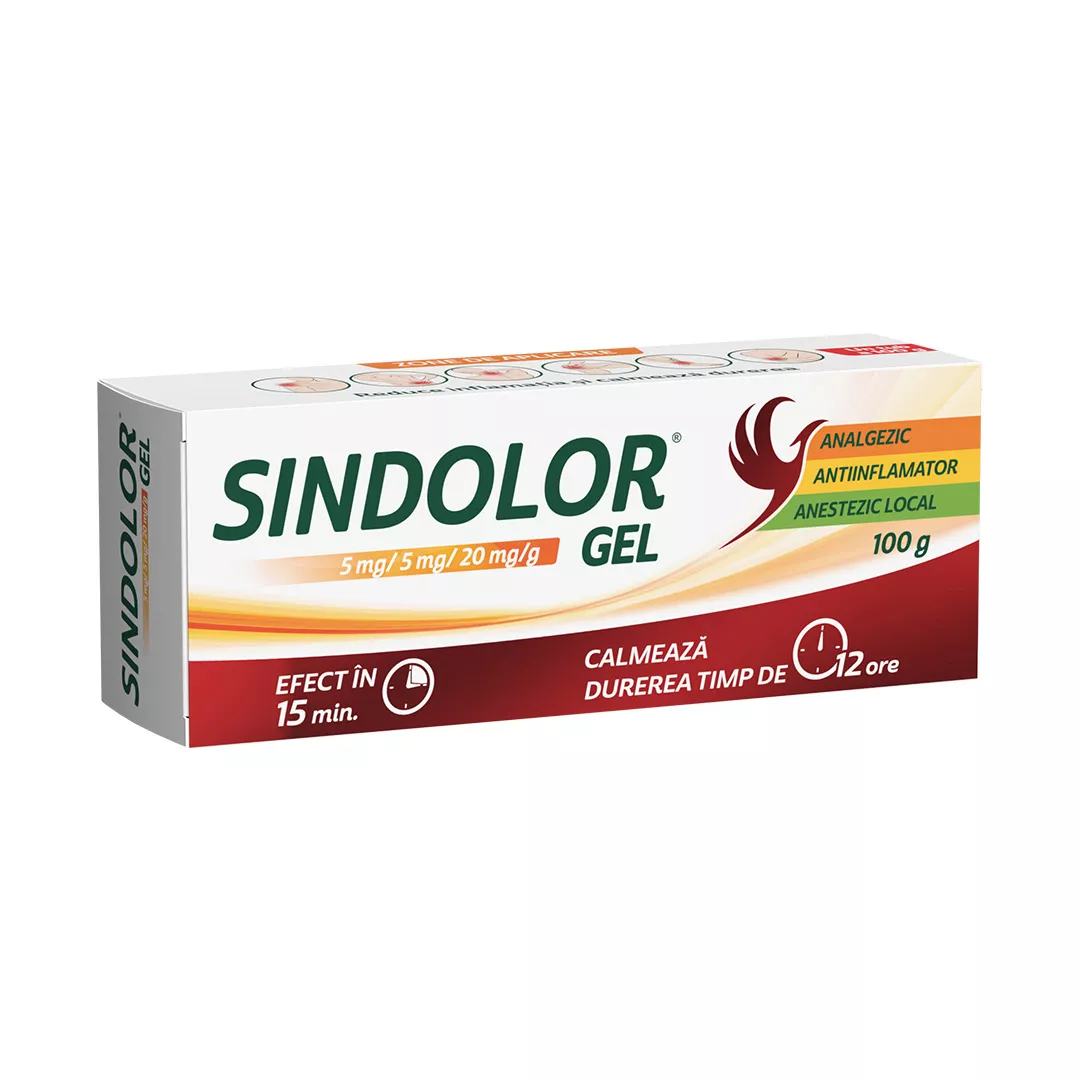 Sindolor gel, 5 mg/5 mg/20 mg/g, 100 g, Fiterman Pharma, [],farmaciabajan.ro