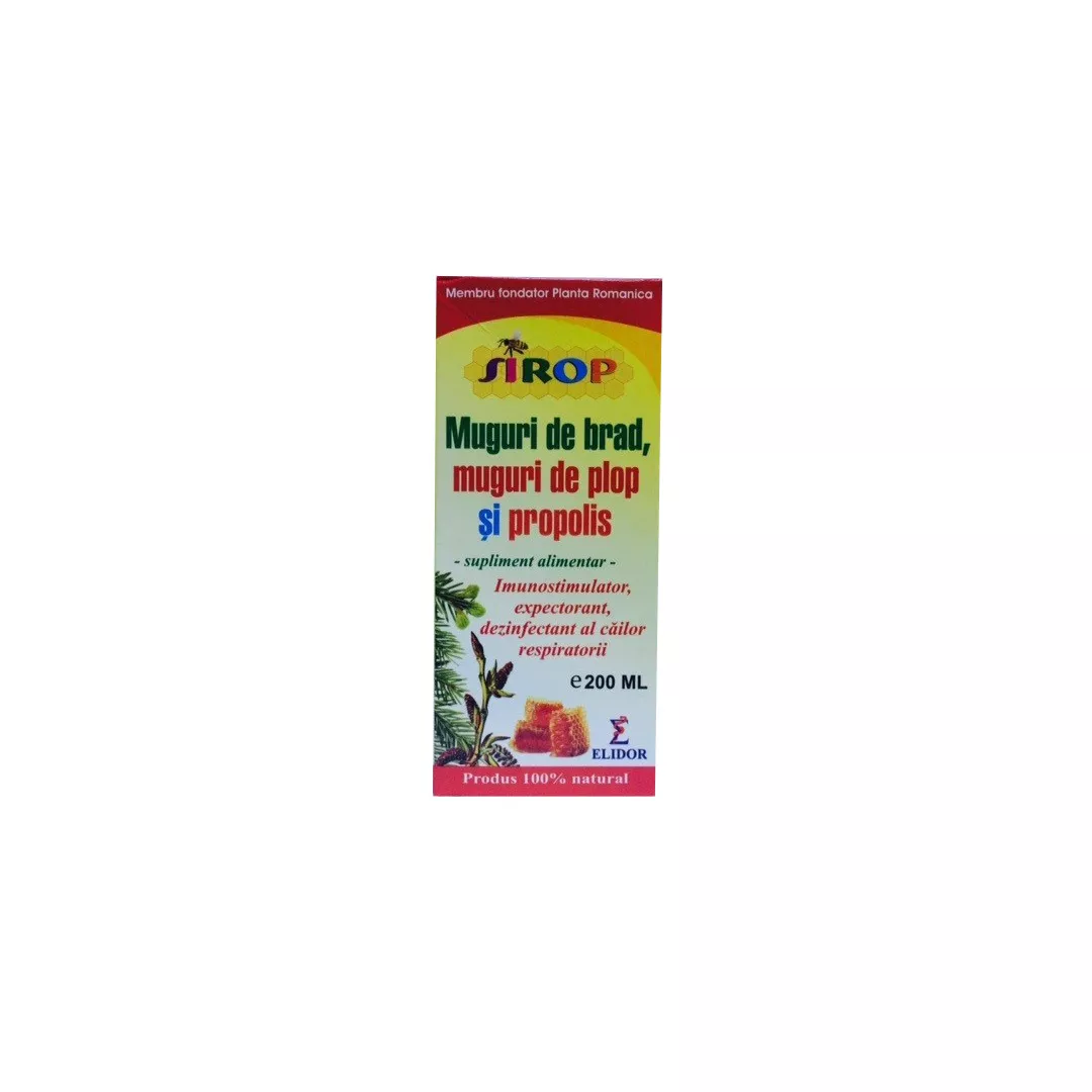 Sirop muguri de brad, plop si propolis, 200 ml, Elidor, [],farmaciabajan.ro
