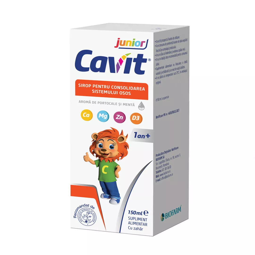 Sirop pentru consolidarea sistemului osos Cavit junior, 150 ml, Biofarm, [],farmaciabajan.ro