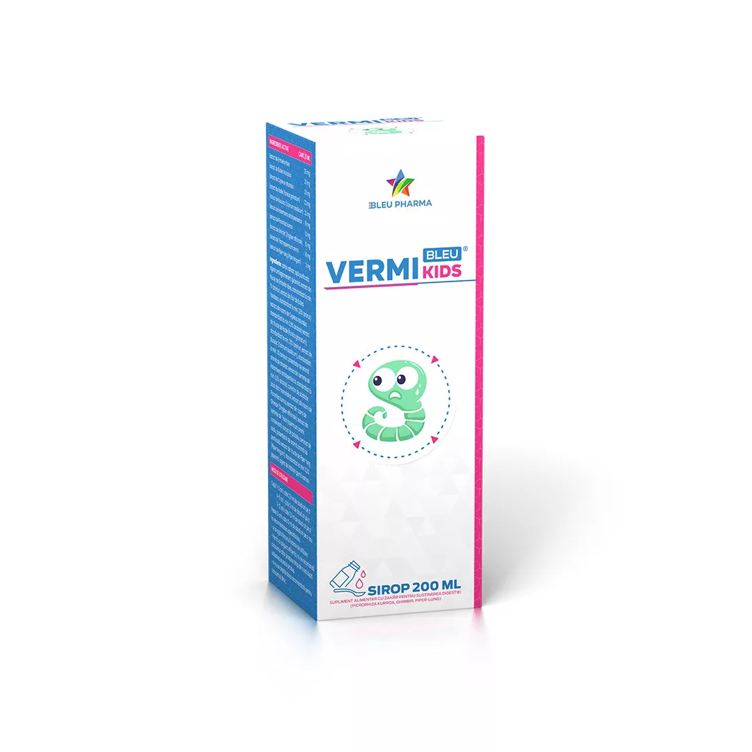 Sirop pentru copii Vermi Bleu Kids, 200 ml, Bleu Pharma, [],farmaciabajan.ro