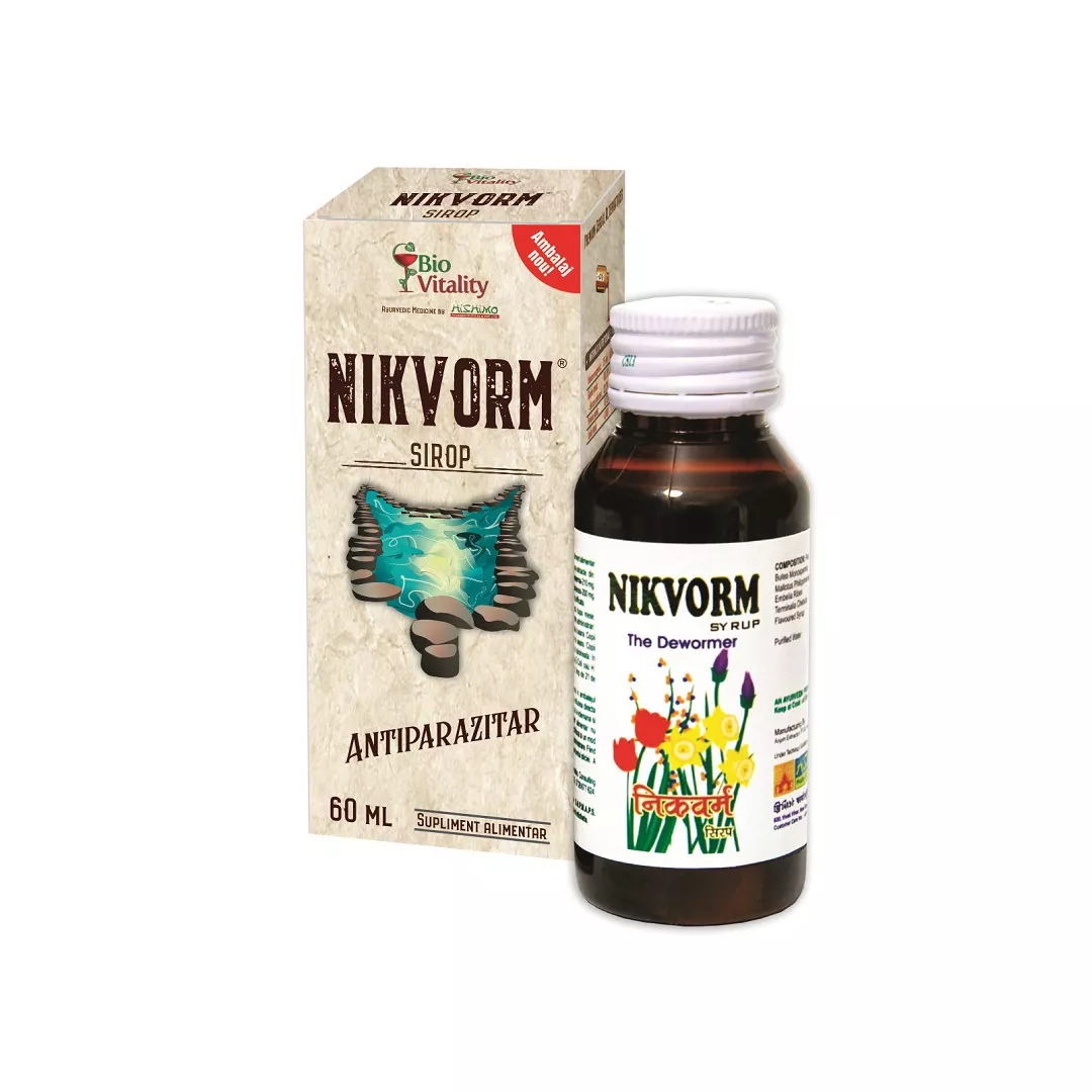 Nikvorm sirop pentru eliminarea parazitilor intestinali, 60 ml, Bio Vitality, [],farmaciabajan.ro