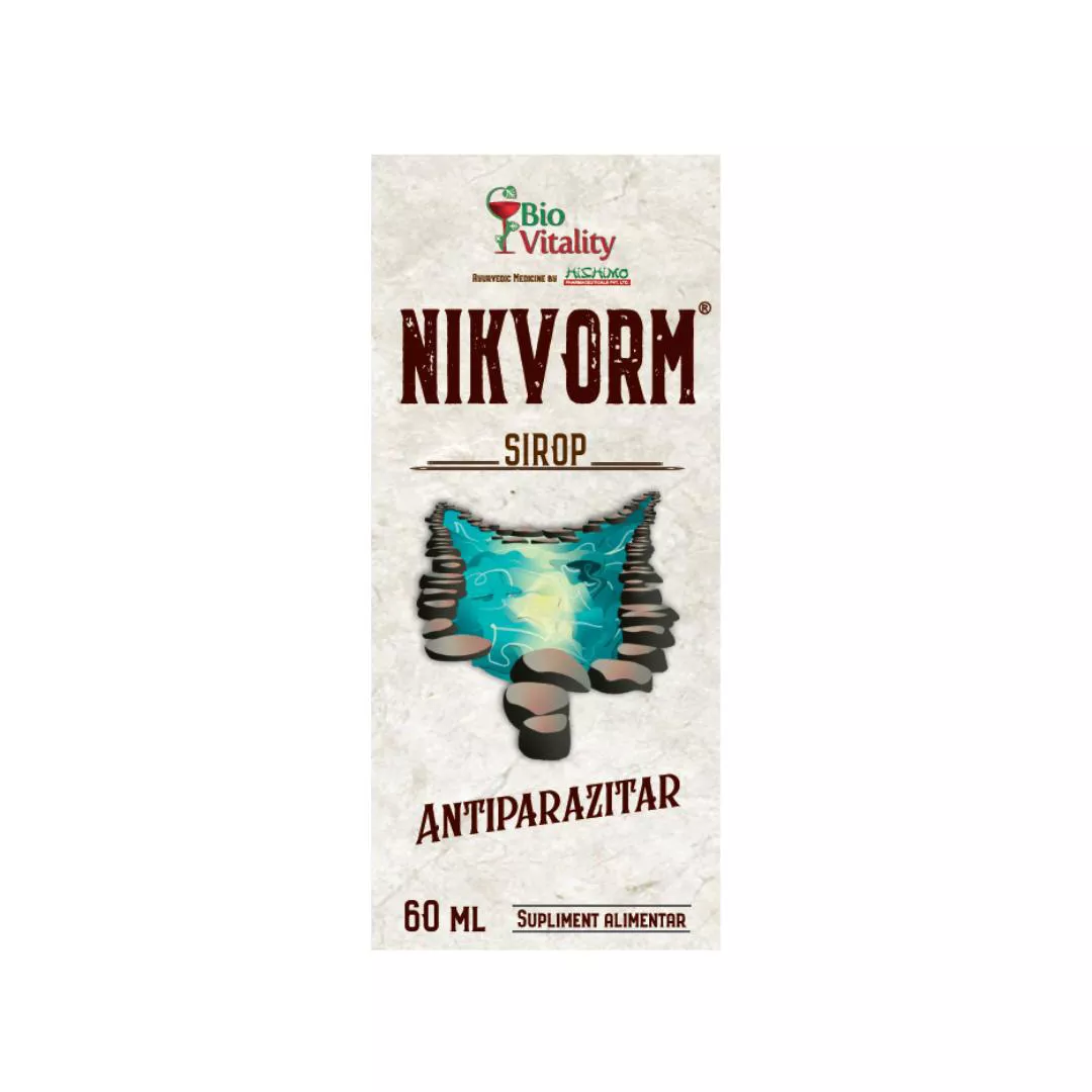 Sirop pentru eliminarea parazitilor intestinali Nikvorm, 60 ml, Bio Vitality, [],farmaciabajan.ro