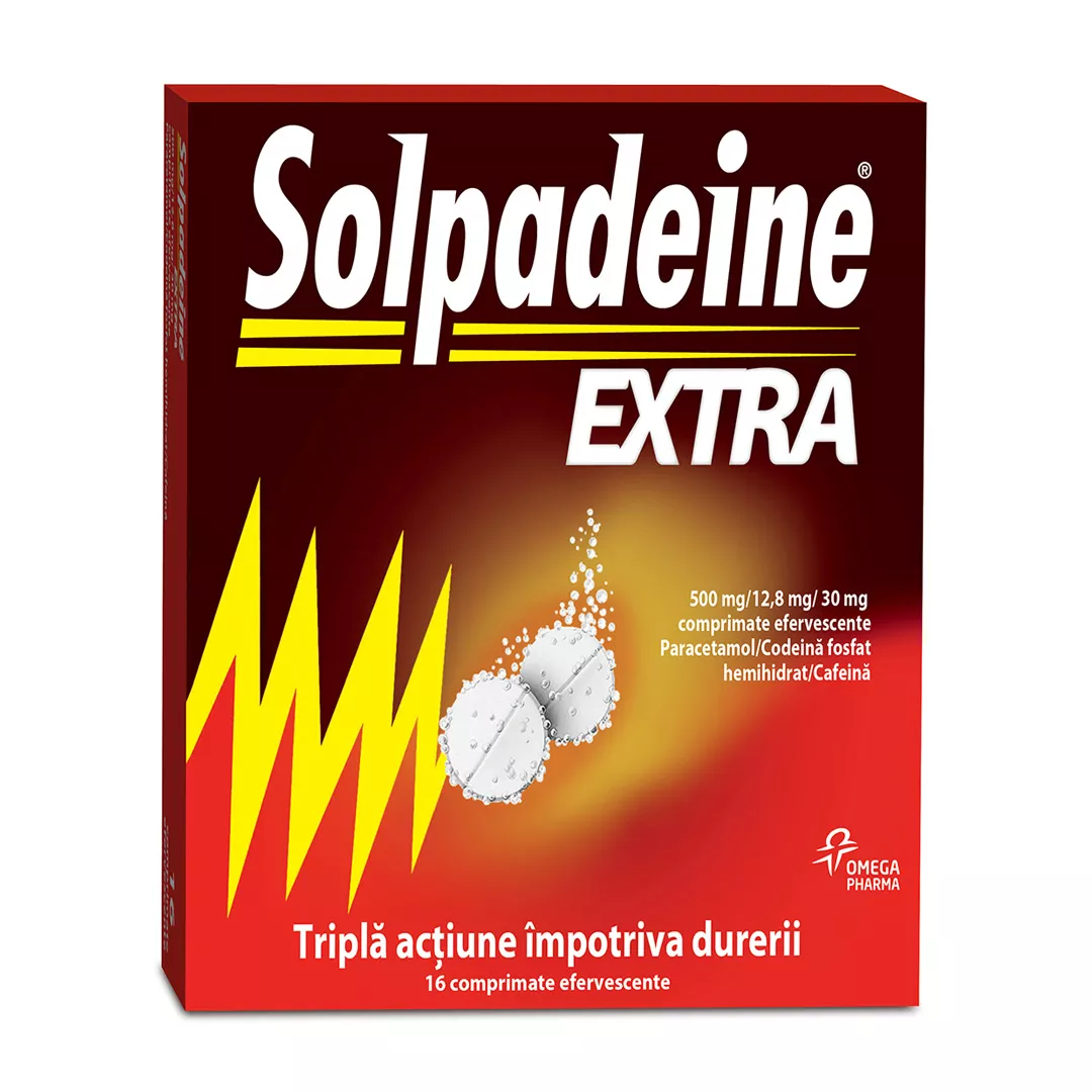 Solpadeine Extra, 16 comprimate efervescente, Omega Pharma, [],farmaciabajan.ro