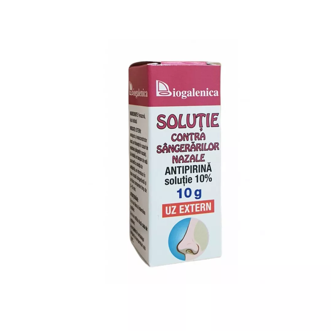 Solutie contra sangerarilor nazale antipirina 10%, 10 ml, Biogalenica, [],farmaciabajan.ro
